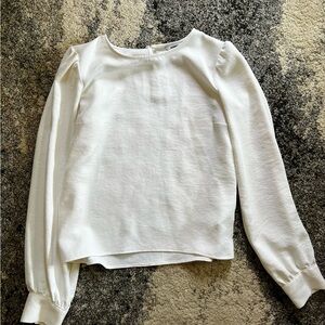 Express White Textured Long Sleeve Blouse